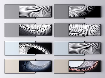 Abstract Wave Pattern Wall Art With Various Color Backgrounds In Grid Layout 3d model