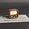 Vintage Brown Audio Speaker with Classic Knobs Placed on Wooden Platform Retro Design 3d model
