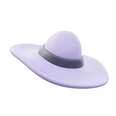 Stylish Purple Wide Brimmed Hat Design with Gray Band for Fashion Look 3d model Stylish Purple Wide Brimmed Hat Design with Gray Band for Fashion Look 3d model