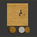 Traditional Household Go Game Set With Wooden Board And Lidded Stone Containers