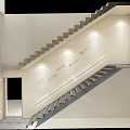 Modern Staircase Interior Design With White Walls Gray Steps Handrail And Lighting 3d model
