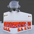 Orange Claw Machine With Colorful Balls Mechanical Claw And Digital Time