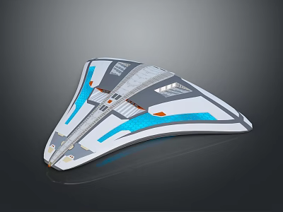 Futuristic Cosmic Spacecraft Design With Sleek Blue White Triangular Structure For Space Exploration 3d model