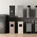 Assorted Trash Bins With Various Designs Colors And Classification Features 3d model