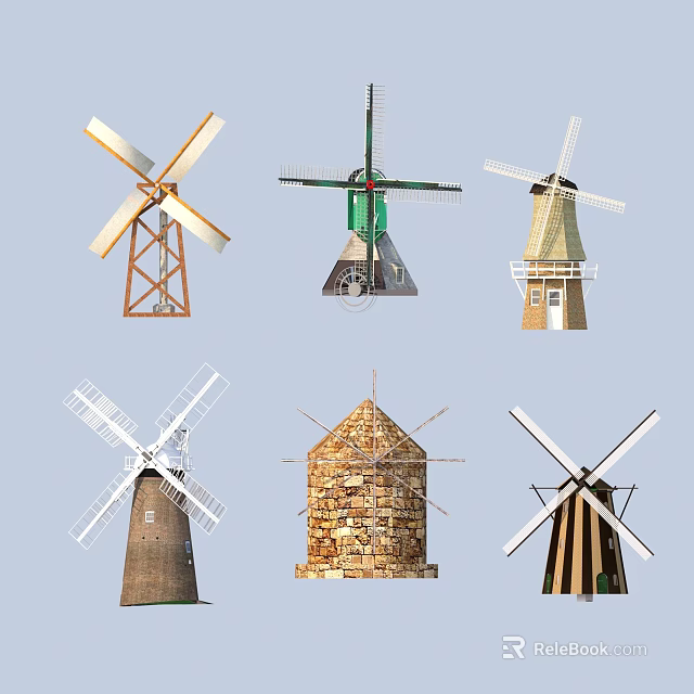 Various Windmill Designs as Garden Decor for Stylish Outdoor Spaces 3d model 
