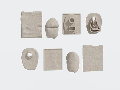 Modern Minimalist Wall Decor Collection With Various Beige Shapes And Textures 3d model