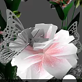 Beautiful Floral Arrangement With Pink And Light Pink Flowers Green Leaves On Green Grass