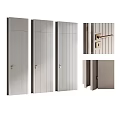 Modern Swing Door Design With Gray Vertical Stripes And Metallic Handle 3d model
