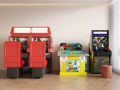 Indoor Arcade With Various Gaming Machines And Seats 3d model