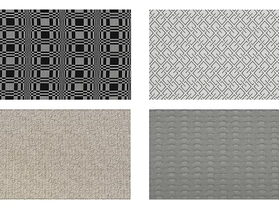 Square Rugs with Geometric Patterns and Textured Designs in Black White Gray Beige 3d model