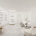 Bright Minimalist All White Beauty Salon Interior Design With Comfortable Reception Leisure And Treatment Spaces