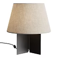 Modern Minimalist Beige Linen Shade Table Lamp With Black Metal Base Soft Lighting