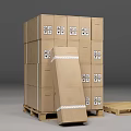 Sturdy Stacked Cartons Stored On Wooden Pallets With Handling Symbols And Labels