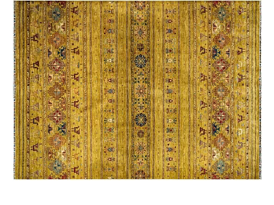Traditional Yellow Square Rug With Intricate Symmetrical Patterns And Colorful Accents 3d model