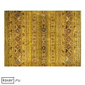 Traditional Yellow Square Rug With Intricate Symmetrical Patterns And Colorful Accents