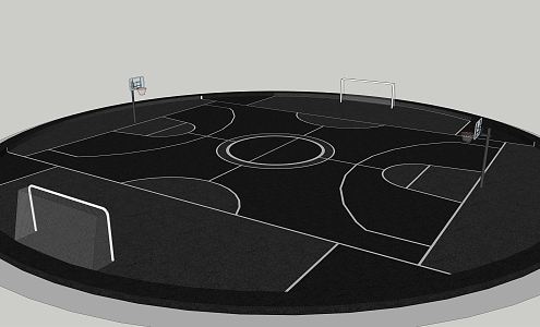 Modern basketball court Round court Children's activity area Sports ground 3d model