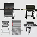 Different Types Of Outdoor Grills With Portable Standing Metal Frame And Shelf Designs