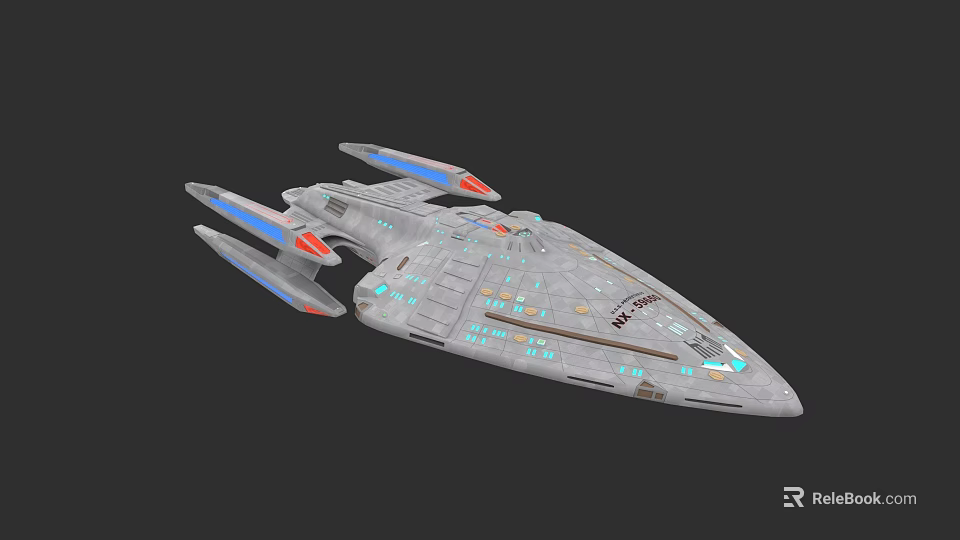Sleek Silver Futuristic Car With Blue Red Accents And LED Lights Design 3d model 