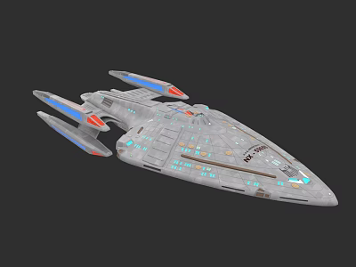 Sleek Silver Futuristic Car With Blue Red Accents And LED Lights Design 3d model