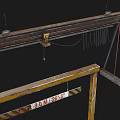 Industrial Gantry Crane Equipment With Metal Frame And Safety Warning Signs