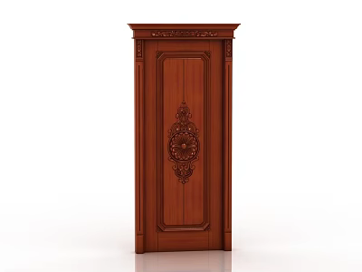 European-style solid wood door 3d model