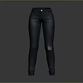 Dark Colored Slim Fit Denim Jeans With Ripped Knees For Casual Fashion Look