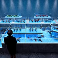 Modern Seafood Display Counter With Glass Tanks And Fresh Seafood In Restaurant