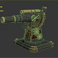 Vintage Mechanical Device With Brass Cylinders And Red Gear Details On Metallic Base