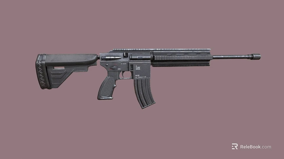 Modern Black Tactical Rifle With Barrel Magazine Grip Stock And Features 3d model 