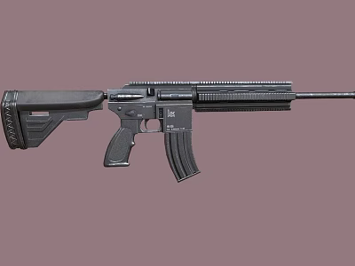 Modern Black Tactical Rifle With Barrel Magazine Grip Stock And Features 3d model