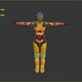 Futuristic Armored Mech Character In Yellow Black Suit With Outstretched Arms