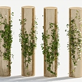 Modern rattan man decorative column decoration vine 3d model