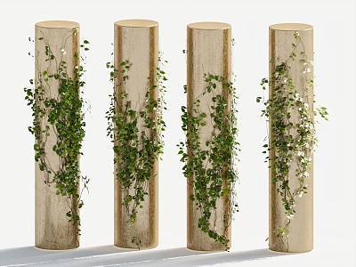 Modern rattan man decorative column decoration vine 3d model