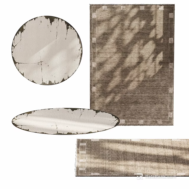 Modern Square Rug With Woven Texture Shadow Effect And Neutral Tone 3d model 