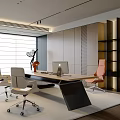 Modern Office Interior Design With Spacious Desk Ergonomic Chairs And Large Window 3d model