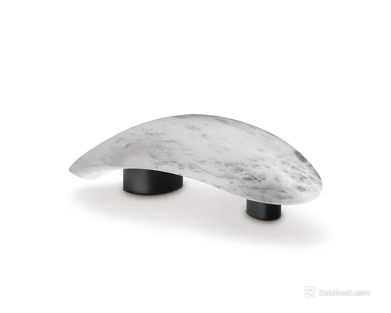 Modern Glass Table Lamp with Arched Textured Surface and Stable Black Base 3d model 