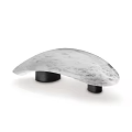 Modern Glass Table Lamp with Arched Textured Surface and Stable Black Base