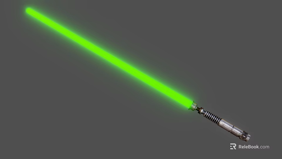Green Lightsaber Weapon With Glowing Green Beam And Metallic Hilt Design 3d model 