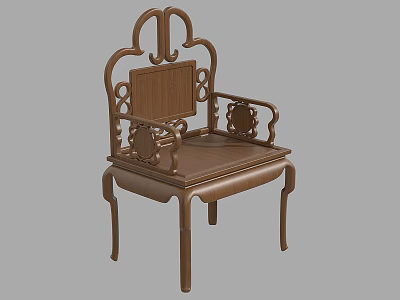 Chinese Style Wooden Armchair With Traditional Carved Backrest And Ornate Details 3d model