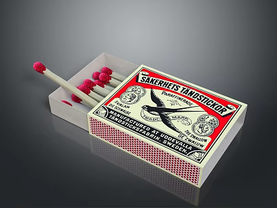 Classic Safety Matches Matchbox With Red Tips For Daily Household Supplies 3d model