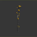 Mechanical Robot Character With Yellow Black Color Slender Limbs Antenna Head And Metallic Texture