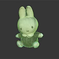 White Rabbit Toy With Gray Outfit And Bow Tie Sitting On Black Background