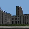 Modern City Peoples Hospital Building With Spacious Square Benches And Large Windows