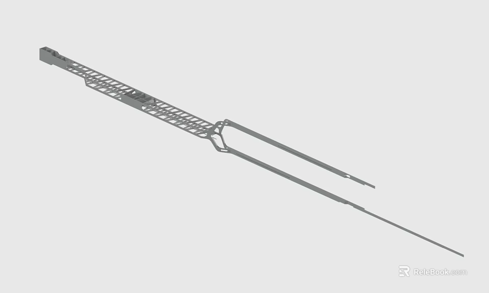 Sturdy Metal Long Rod Featuring Grid Structure And Forked End Design 3d model 