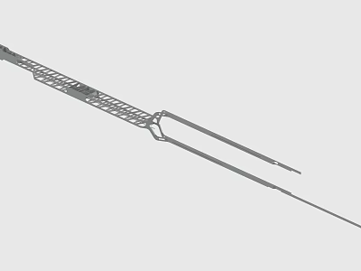 Sturdy Metal Long Rod Featuring Grid Structure And Forked End Design 3d model