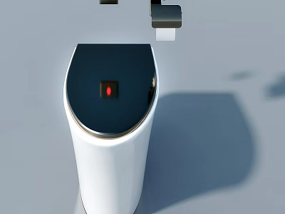Modern Sleek Swing Door With White Body Black Panel And Red Indicator Light 3d model