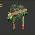 Camouflage Military Helmet with Bullets Attached on Side and Adjustable Straps with Chin Support