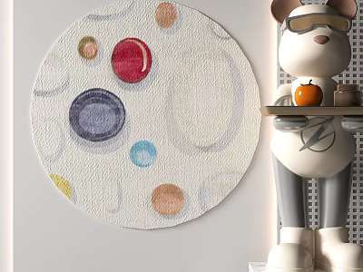 Round Rug With Colorful Circle Patterns And Soft Textured Surface Design 3d model