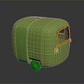 Green Cube Shaped Compact Car With Orange Lines And Red Accents 3d model