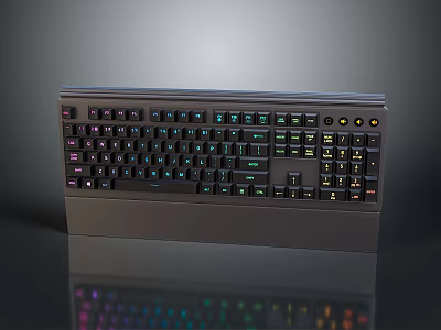 Sleek Modern Mechanical Keyboard With RGB Backlight And Illuminated Colorful Keycaps 3d model